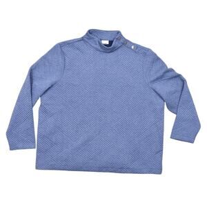 Weekends by Chico's Blue Pullover Sweater Size 3 Knit Mock Neck Long Sleeve